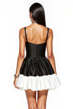 Black and White Spaghetti Straps A-Line Mini Dress