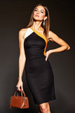 Black Bodycon One Shoulder Cocktail Dress