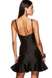 Simple Black Spaghetti Straps A-Line Ruffle Mini Dress