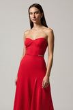 Strapless Red A Line Maxi Dress