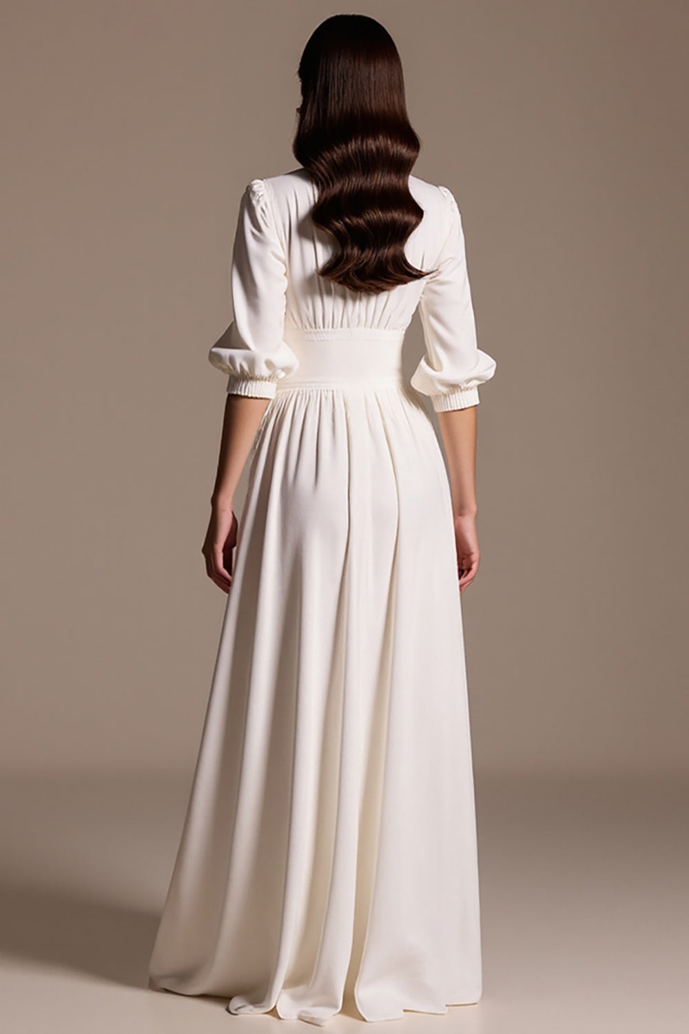 A Line White Laple Neck Work Dress