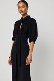 Sheath Midi Black Work Dress with Hollow Out