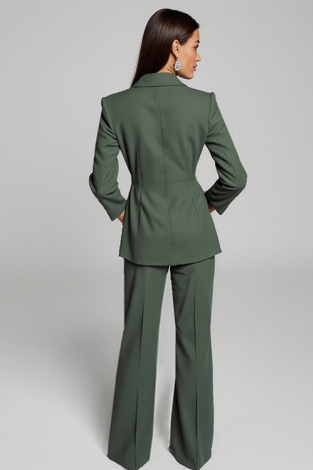 Dark Green 2-Piece Peak Lapel Women's Suit