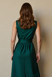A Line Dark Green Work Dress with Belt