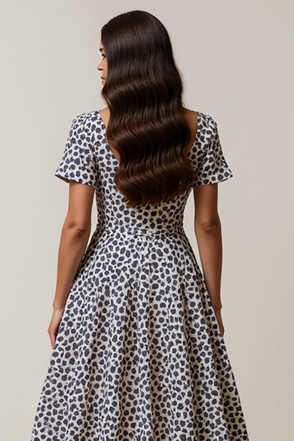 White Blue Flower A Line Square Neck Maxi Dress