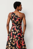 One Shoulder Black A Line Maxi Dress