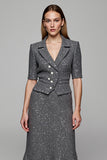 Sparkly Dark Grey 2-Piece Sheath Work Dress