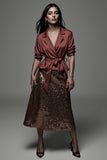 2-Piece Red Notched Lapel Work Dress with Sequins