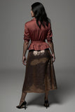 2-Piece Red Notched Lapel Work Dress with Sequins
