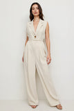 V-Neck Ivory Long Sheath Work Jumpsuits