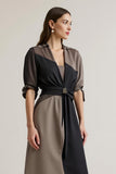 Black A Line V-Neck Long Work Dress