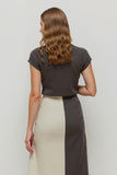 Coffee Sheath Midi Work Dress with Cap Sleeves