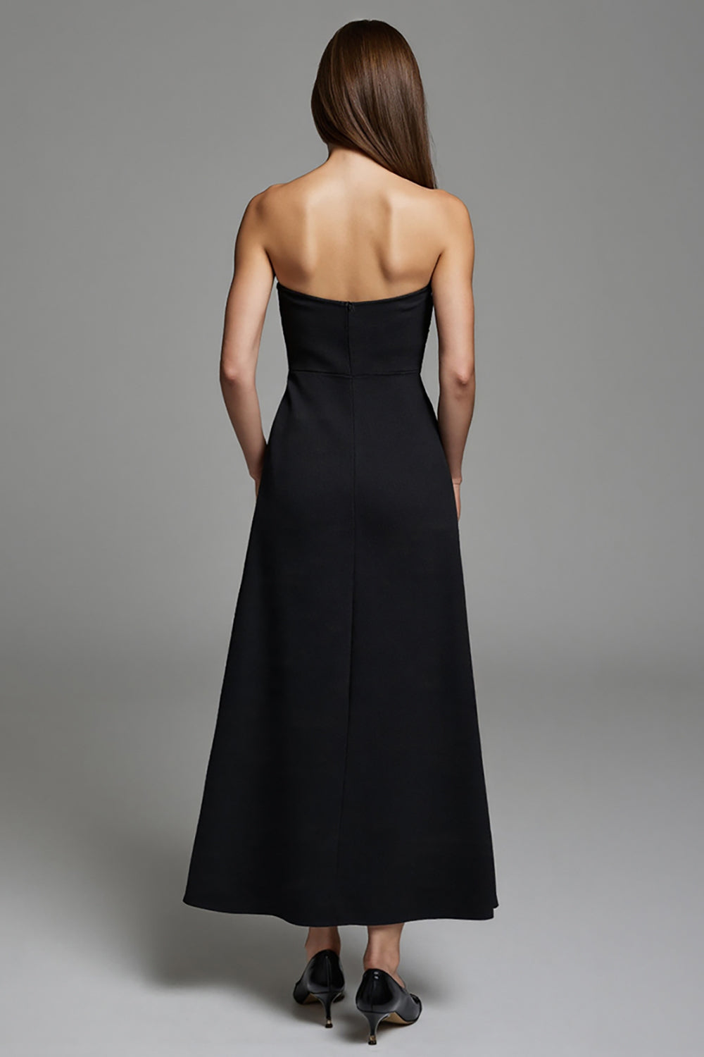 Strapless Black Cut Out A Line Formal Dress