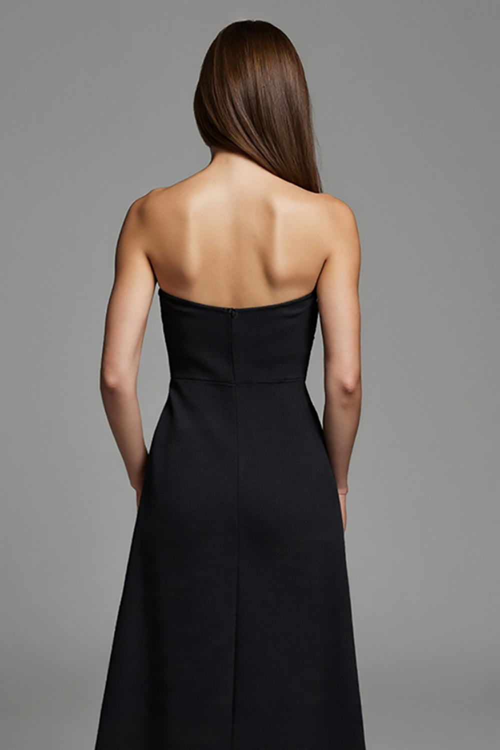 Strapless Black Cut Out A Line Formal Dress