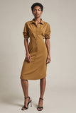 Yellow Sheath Short Sleeve Work Dress