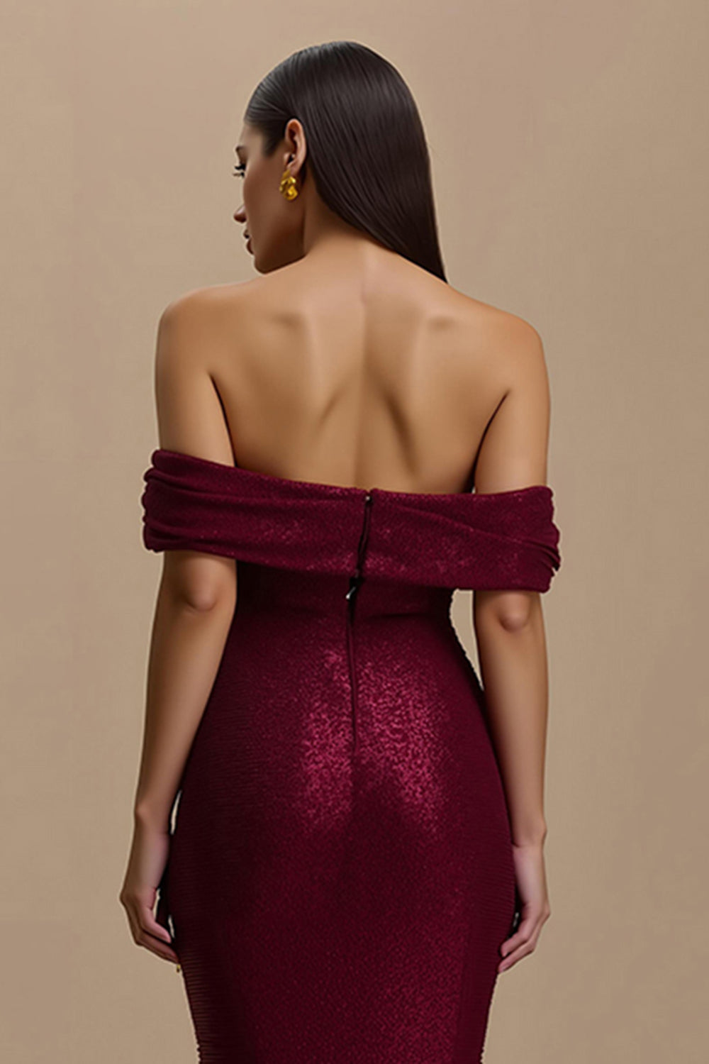 Off The Shoulder Mermaid Burgundy Holiday Dress
