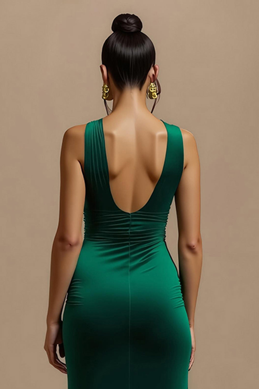 Dark Green Velvet Sheath Holiday Dress With Slit