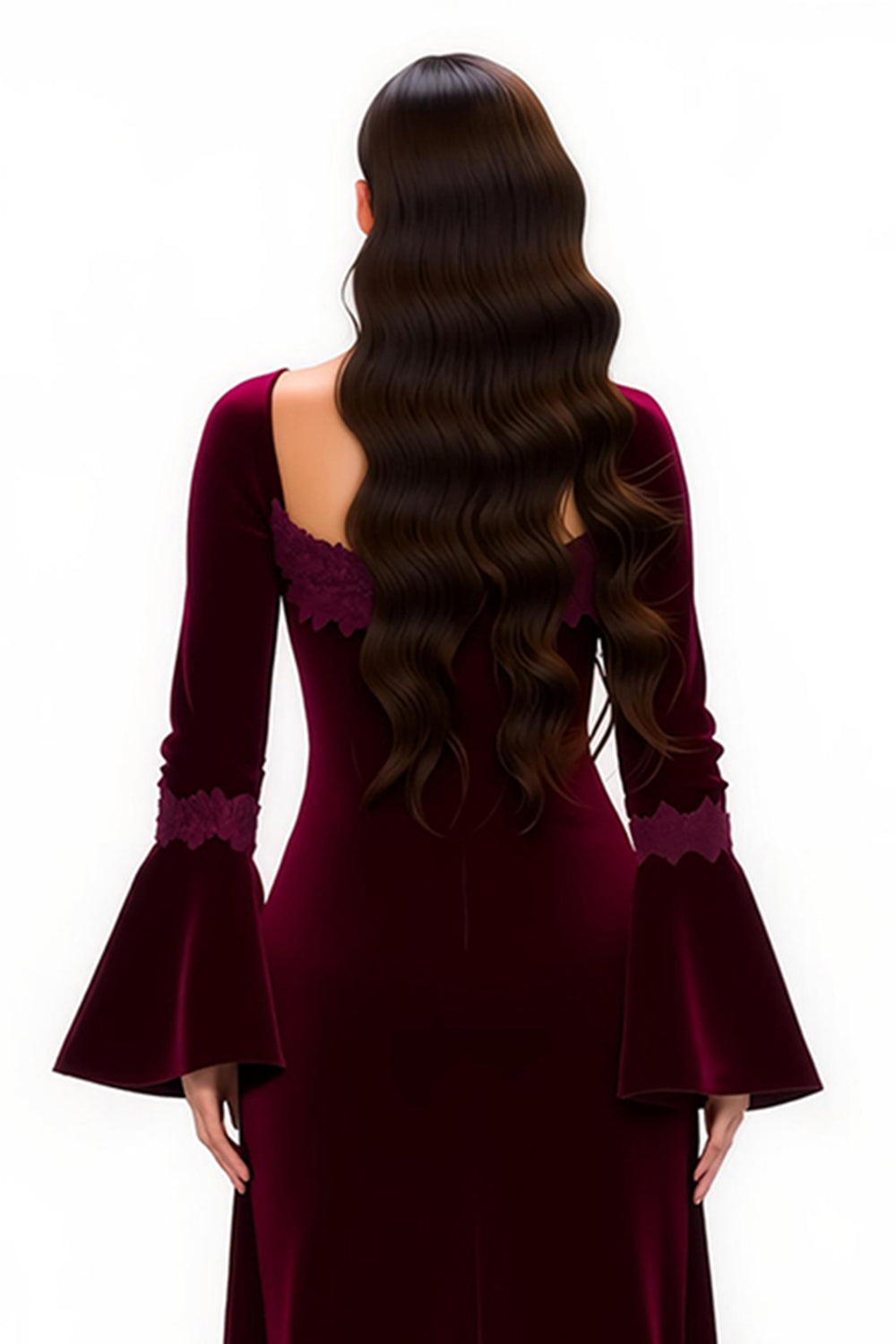 Velvet Long Sleeve Sheath Burgundy Holiday Dress