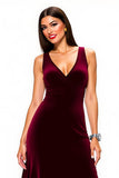 Burgundy A-Line Velvet Holiday Dress