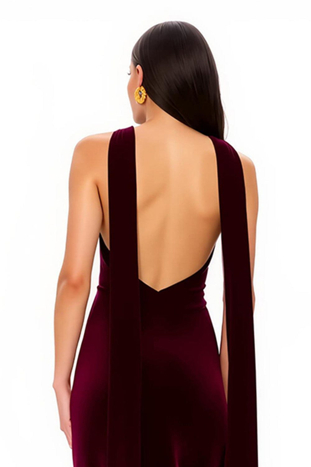 Burgundy A-Line Velvet Holiday Dress