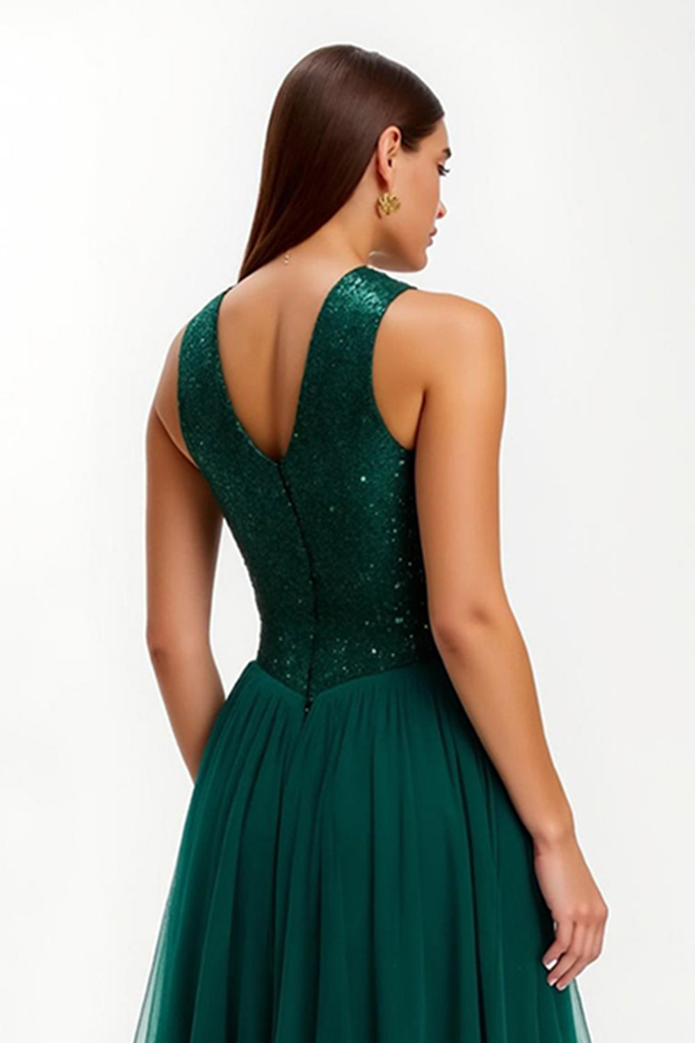 Dark Green A-Line Holiday Party Dress With Sequins