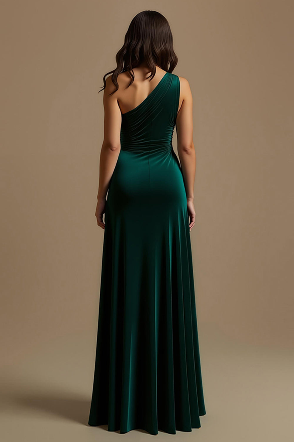 One Shoulder Velvet Dark Green Asymmetrical Holiday Dress