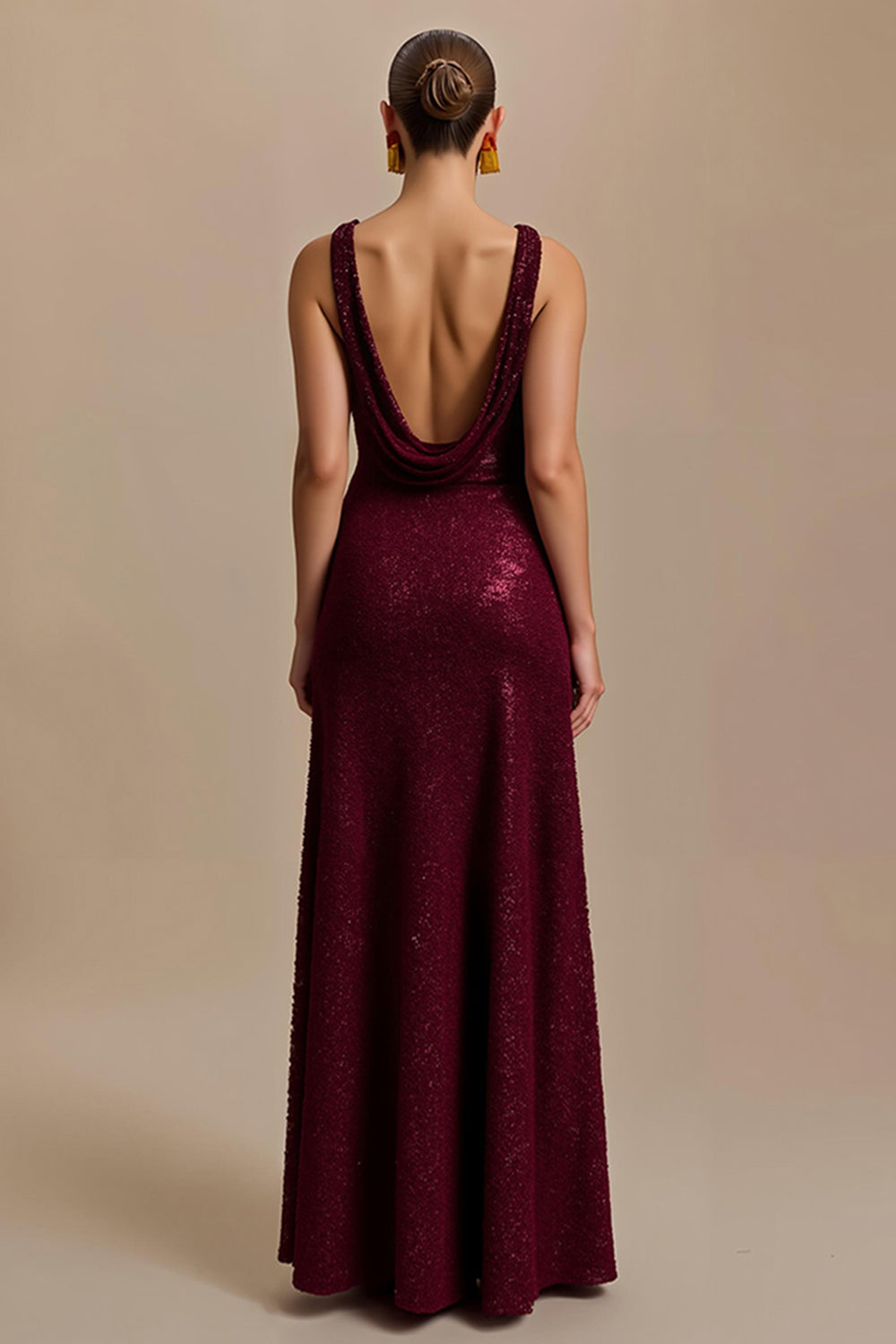 Glitter Burgundy Halter Holiday Dress
