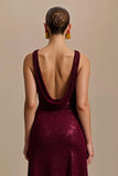 Glitter Burgundy Halter Holiday Dress