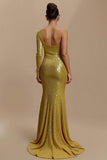 Sparkly Mermaid Golden One Shoulder Holiday Dress