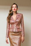 Glitter Sunset 2-Piece Notched Lapel Women Work Dress