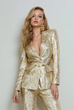 Sparkly Peak Lapel 2-Piece Golden Women Prom Suits