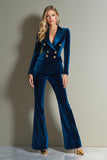 Royal Blue Velvet Double Breasted 2-Piece Women Prom Suits