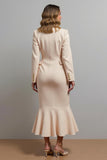 Mermaid Champagne Peak Lapel Midi Blazer Dress