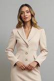 Mermaid Champagne Peak Lapel Midi Blazer Dress