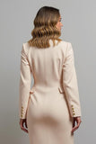 Mermaid Champagne Peak Lapel Midi Blazer Dress