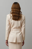 2-Piece Mermaid Notched Lapel Champagne Work Dress with Belt