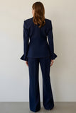 Navy Notched Lapel Single Breasted Business Suit
