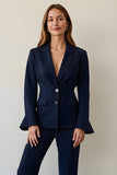 Navy Notched Lapel Single Breasted Business Suit