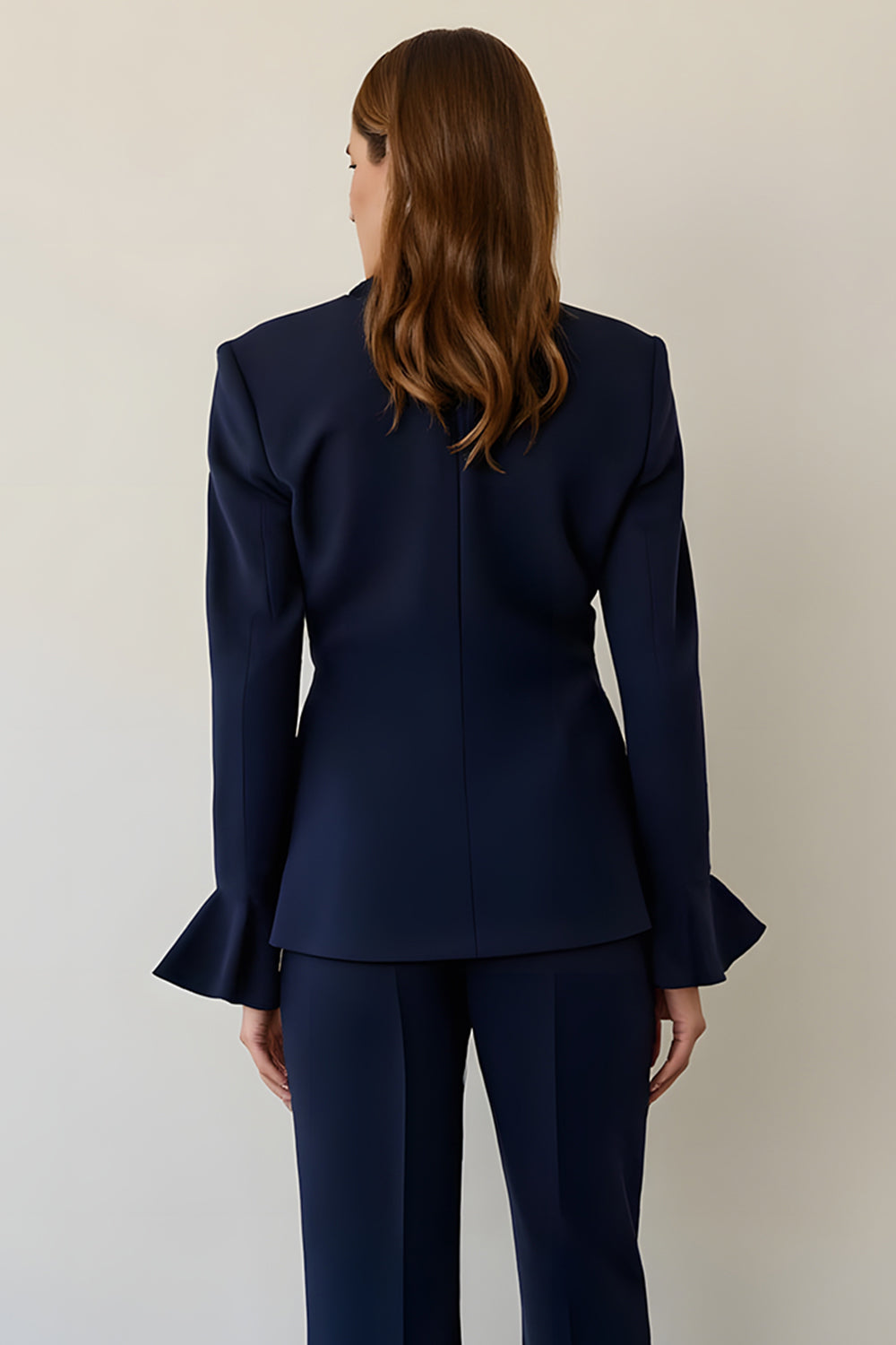 Navy Notched Lapel Single Breasted Business Suit