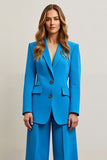 Blue Single Breasted 2 Piece Business Casual Suit