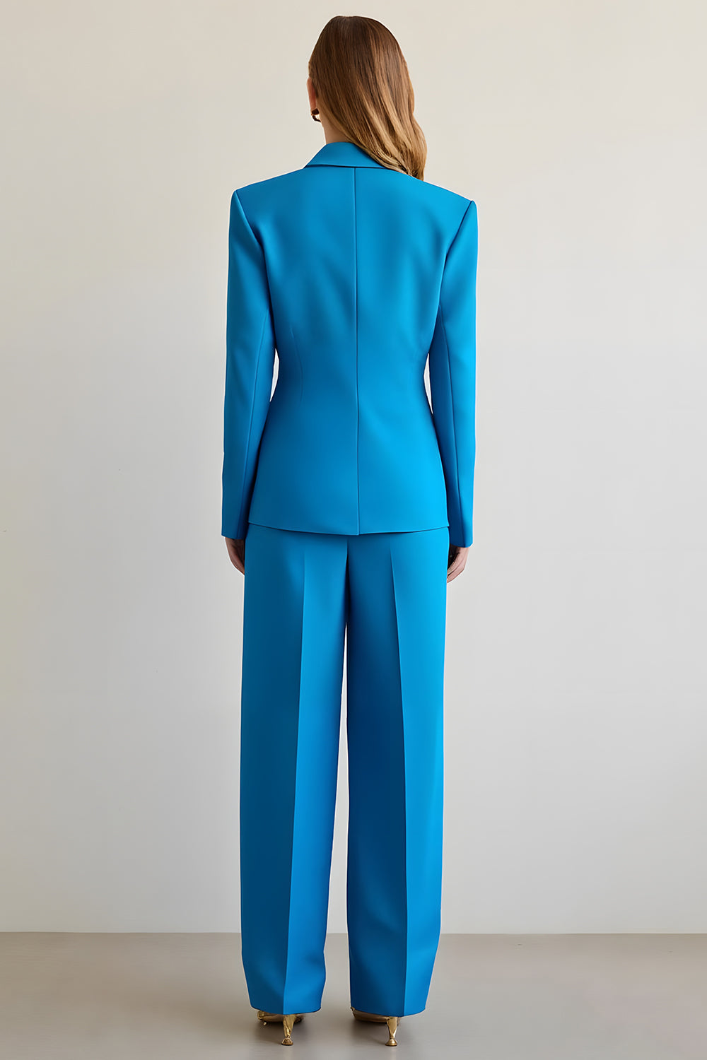 Blue Single Breasted Peak Lapel 2 Piece Business Suits