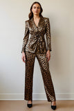 Leopard Gold Black 2 Piece Prom Suit