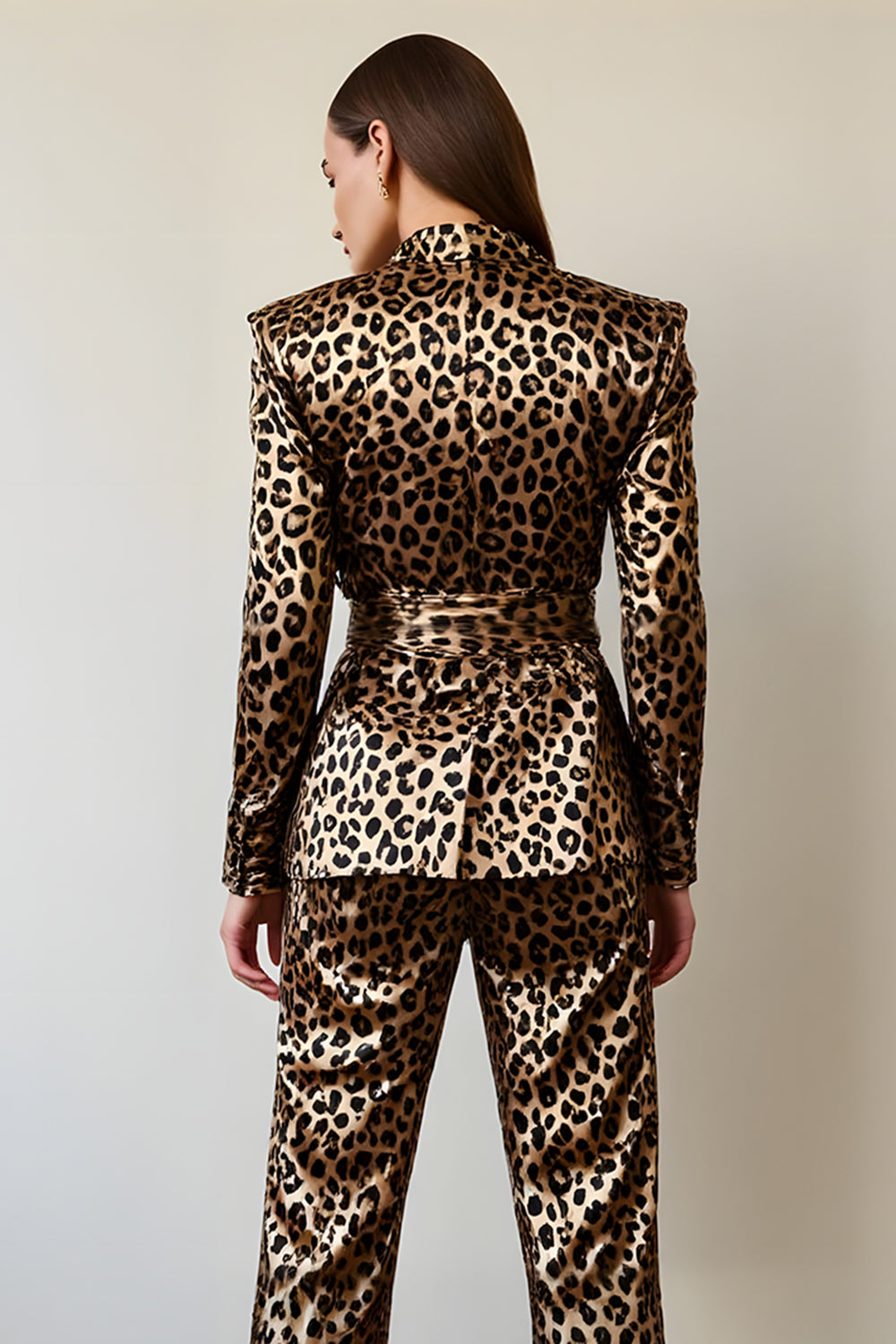 Leopard Gold Black 2 Piece Prom Suit