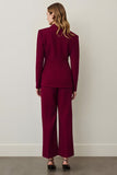 Burgundy Single Breasted 2 Piece Business Suits With Ruffles
