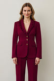 Burgundy Single Breasted 2 Piece Business Suits With Ruffles