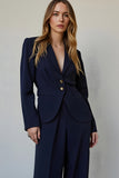 Navy 2 Piece Single Breasted Business Casual Suit
