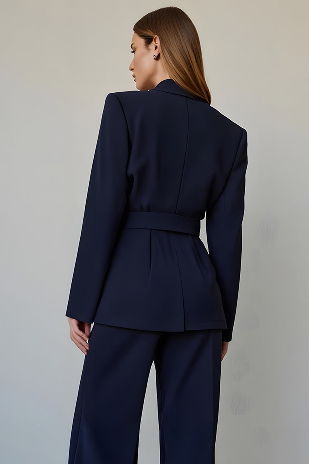 Navy 2 Piece Single Breasted Business Casual Suit