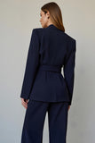 Navy 2 Piece Single Breasted Business Casual Suit