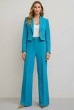 Blue Peak Lapel 2 Piece Cropped Business Suit