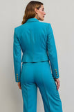 Blue Peak Lapel 2 Piece Cropped Business Suit